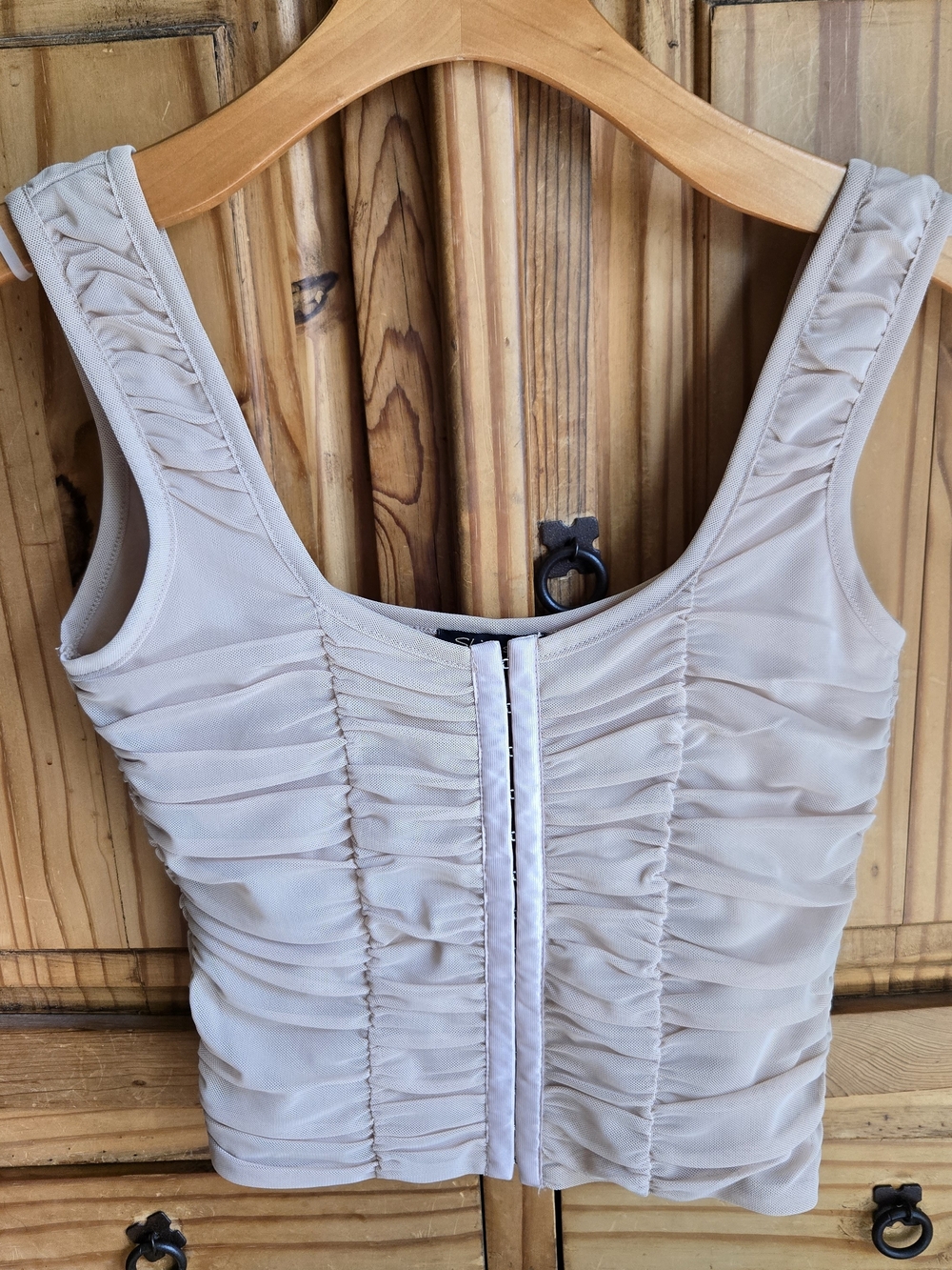 Shinestar Neutral Beige Sleeveless Corset Style Top